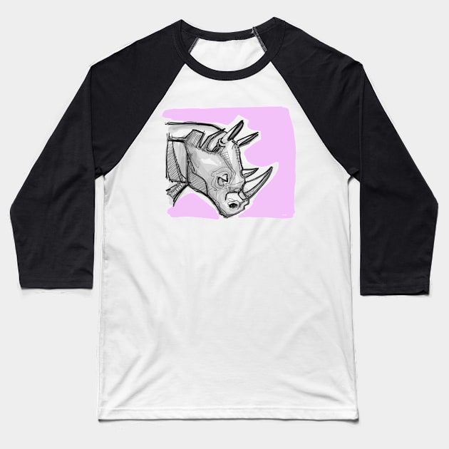 Rhino digital hand drawn illustration Baseball T-Shirt by bernardojbp